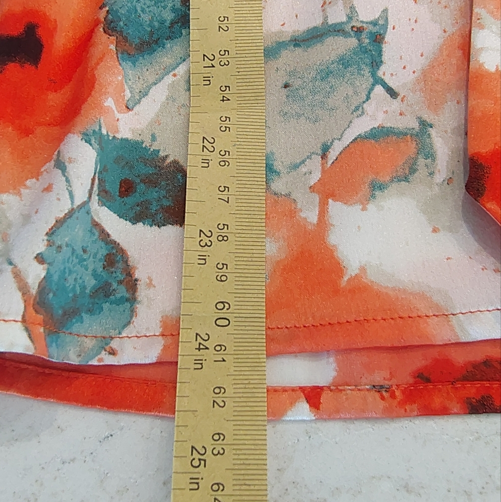 St. John Vibrant Floral Blouse in Orange and Teal - Picture 11 of 11